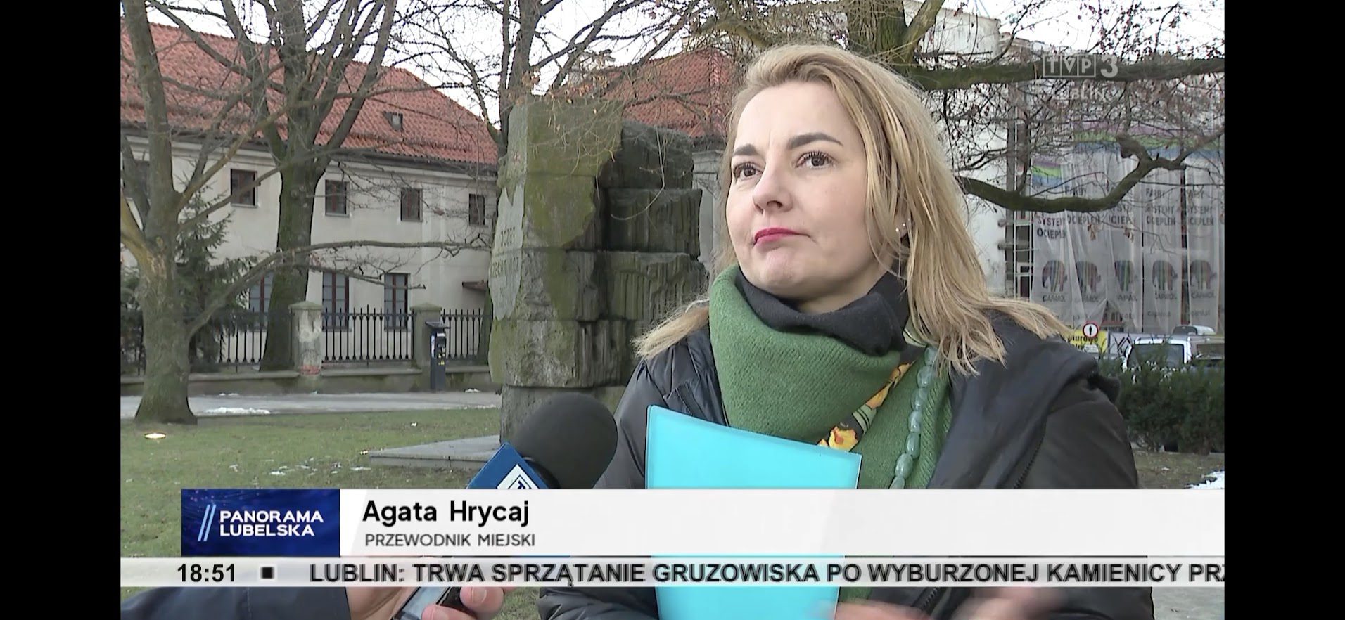 Agata Hrycaj w Panorama Lubelska (TVP3 Lublin) – relacja ze spaceru literackiego śladami Józefa Czechowicza, realizowanego we współpracy z Teatr im. J. Osterwy (styczeń 2025)